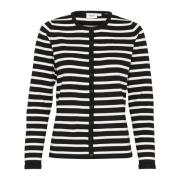 Saint Tropez Randig Kofta Svart Mila Stripe Black, Dam