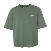 Ami Paris Räfflad Hals Logo Print Boxy Fit T-shirt Green, Herr