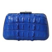 Balenciaga Elektriskt Bl Krokodilllder Clutch Blue, Dam