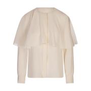 Chloé Rosa Sidens Georgette Cape Blus Pink, Dam