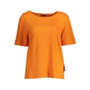 Gant Elegant linne T-shirt med bred halsringning Orange, Dam