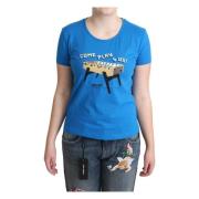 Moschino Stiligt bomullst-shirt med unik tryck Blue, Dam