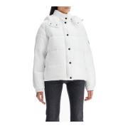 Pinko Quiltad dunjacka med logopatch White, Dam