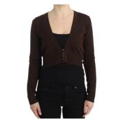 Roberto Cavalli Brun Ull Kort Cardigan Brown, Dam