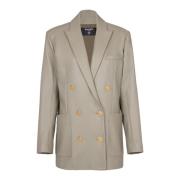 Balmain Läder Blazer Jacka Beige, Dam