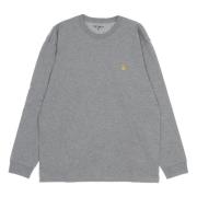 Carhartt Wip Chase Långärmad T-shirt Grå Heather/guld Gray, Herr