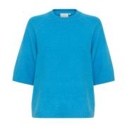 Kaffe Blå Pullover Stickad Tröja Blue, Dam