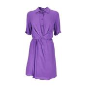 Patrizia Pepe Flowing Crepe Shirt Dress Purple, Dam