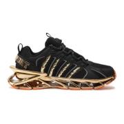 Plein Sport Mesh och Läder Runner Sneaker Svart Guld Black, Herr