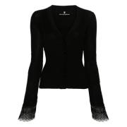 Ermanno Scervino Stilfull Stickad Cardigan Black, Dam