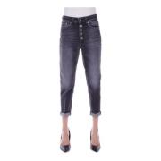 Dondup Svarta Logo Jeans med Fickor Black, Dam