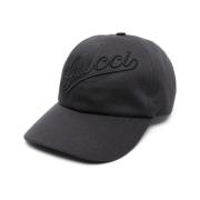 Gucci Svart Bomull Baseballkeps Broderad Logotyp Black, Unisex