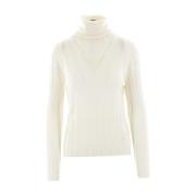 Allude Räfflad ull turtleneck tröja Beige, Dam