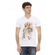 Trussardi Elegant V-ringad T-shirt med stilfull fronttryck White, Herr