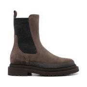 Brunello Cucinelli Brun Mocka Platta Skor med Kedjedetalj Brown, Dam