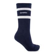 Sporty & Rich Ribbed Socks Blue, Dam