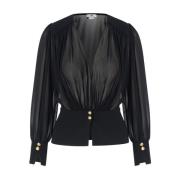 Elisabetta Franchi Camicia EF Nero Blus Black, Dam