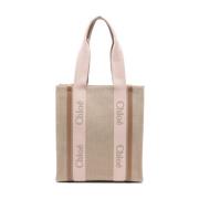 Chloé Beige Linne Läder Band Väska Beige, Dam