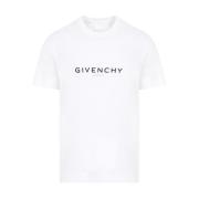 Givenchy Vit Bomull T-shirt med Logotyp White, Herr