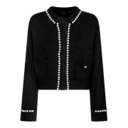 Pinko Svart Cardigan med Glittrande Detaljer Black, Dam