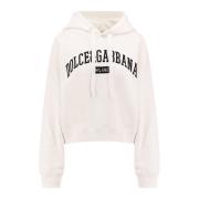 Dolce & Gabbana Logo Print Rib-Coté Sweatshirt White, Dam