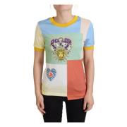 Dolce & Gabbana Färgglad Patchwork Bomull T-shirt Multicolor, Dam