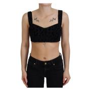 Dolce & Gabbana Elegant Svart Bomullsblandning Bustier Korsett Topp Bl...