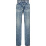 Saint Laurent Straight Leg Denim Jeans Blue, Dam