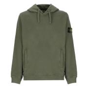 Stone Island Grön Bomullshoodie med Logopatch Green, Herr