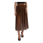 Dolce & Gabbana Brun Plisserad Midi Kjol Hög Midja Brown, Dam