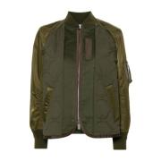 Sacai Khaki Olive Nylon Twill Rip Stop Jacka Green, Dam