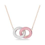 Swarovski Stone Flätade Cirklar Halsband, Rosa, Roséguld Legeringsskik...