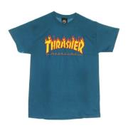 Thrasher Flame Tee Blå/Gul Kortärmad T-shirt Blue, Herr