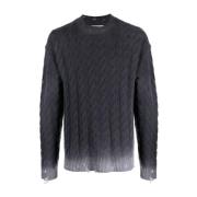 Laneus Kabelstickad Pullover Sweater Gray, Herr