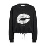 Co'Couture Crop Tie Sweatshirt Black, Dam