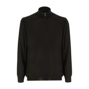 Fedeli Elegant Half Zip Jumper Black, Herr