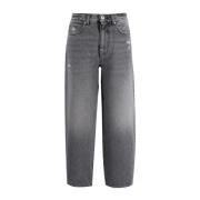 PINKO Ägg-Passform Distinktiva Jeans med Rivningsdetaljer Gray, Dam