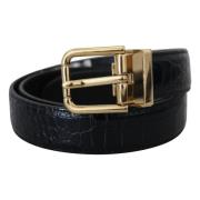 Dolce & Gabbana Exotiskt Läder Svart Metallspänne Bälte Black, Dam