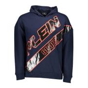 Plein Sport Blå Långärmad Crewneck Sweatshirt med Print Logo Blue, Her...