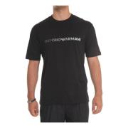 Emporio Armani Broderad Logotyp Bomull T-shirt Black, Herr