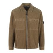 Stone Island Corduroy Overshirt Med Dragkedja Fw24 Brown, Herr