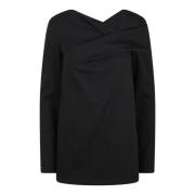 Alberta Ferretti Draped Jersey Skjorta Fw24 Black, Dam