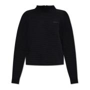 Emporio Armani EA7 Räfflad sweatshirt Black, Dam