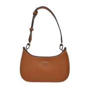 Guess Meridian Mini Top Zip Axelväska Brown, Dam