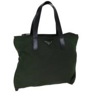 Prada Vintage Pre-owned Tyg totevskor Green, Dam