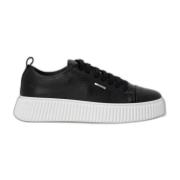 Antony Morato Svarta Läder Sportiga Sneakers Black, Herr