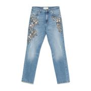 Ermanno Scervino Klarblå Blommig Slim Fit Jeans Blue, Dam