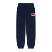 Sporty & Rich Sweatpants med logotyp Blue, Dam