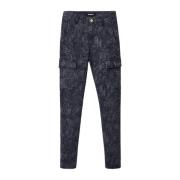 Desigual Svarta Tryckta Jeans med Dragkedja Black, Dam