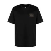 Fendi Logo Patch Bomull T-shirt Black, Herr